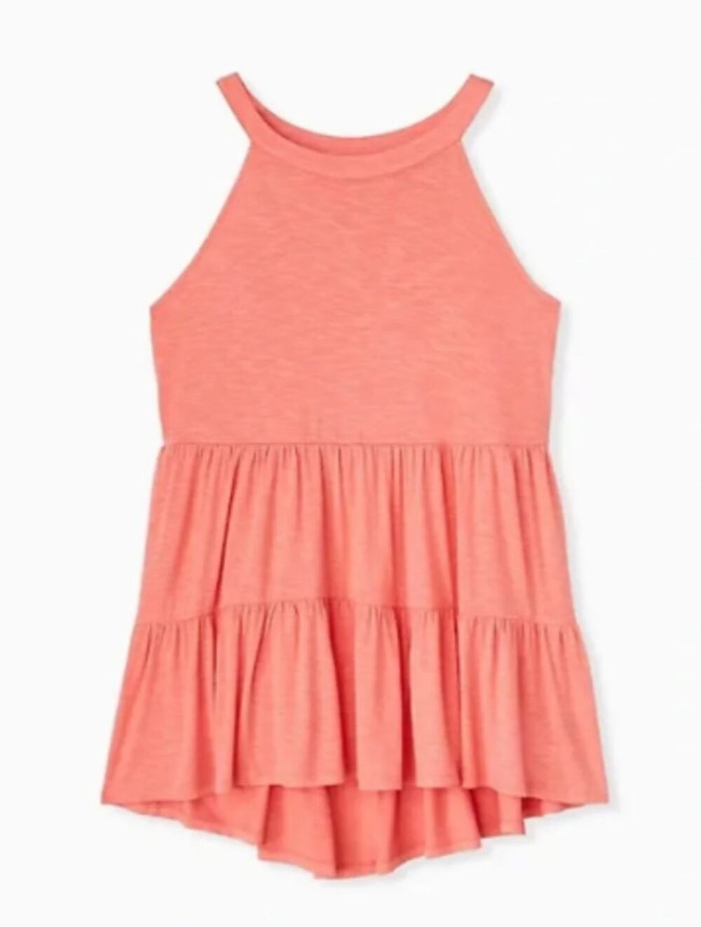 Torrid 1 Women 1x (14/16) Coral Pink Super Soft High Neck Babydoll Tiered Tank